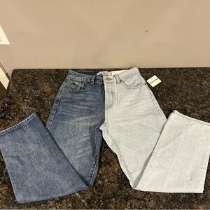 NWT Blue Savvy Split Color Two Tone Blue Jeans Women Straight High Rise Sz 5 /27